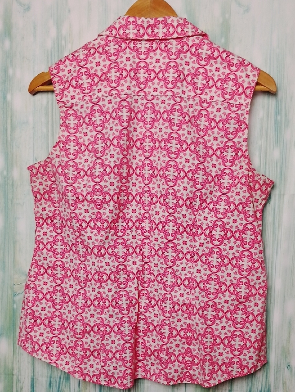 Charter Club Sleeveless Pink Printed Button-Down Tank Top Size 10 - Picture 3 of 5